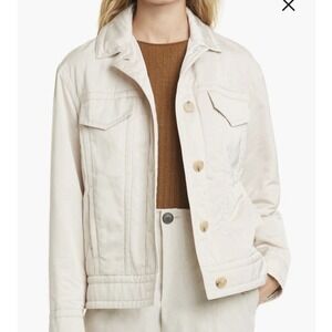 VINCE Insulated Jacket White Button Closure with Collar Size Medium